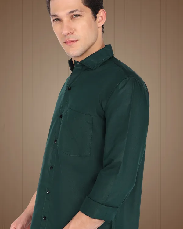 Bottle_Green_Solid_Casual_Cotton_Blend_Shirt_For_Men