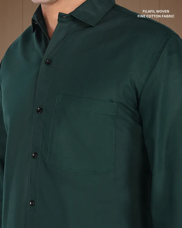 Bottle_Green_Solid_Casual_Cotton_Blend_Shirt_For_Men