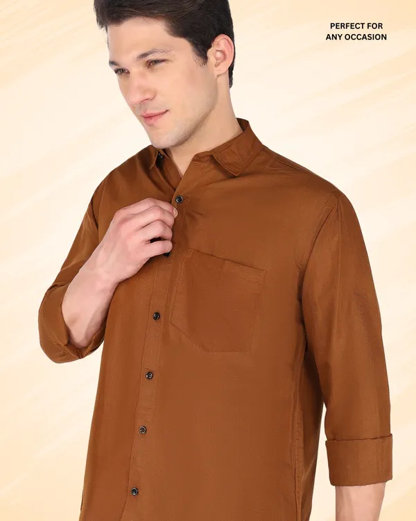 Brown_Solid_Casual_Cotton_Blend_Shirt_For_Men