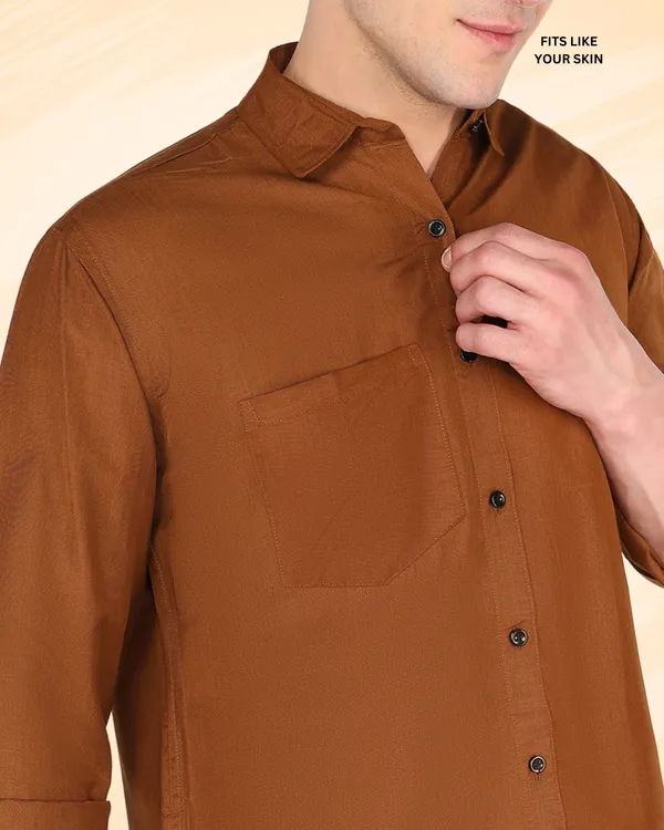 Brown_Solid_Casual_Cotton_Blend_Shirt_For_Men