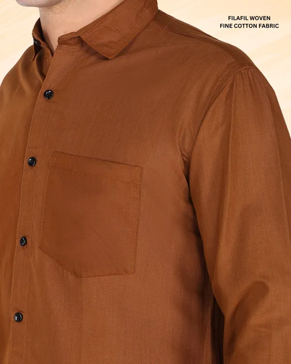 Brown_Solid_Casual_Cotton_Blend_Shirt_For_Men