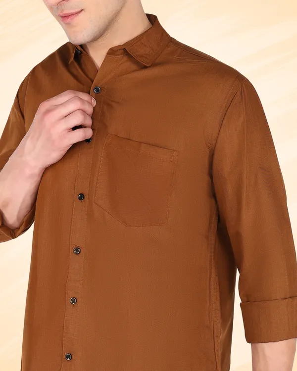 Brown_Solid_Casual_Cotton_Blend_Shirt_For_Men