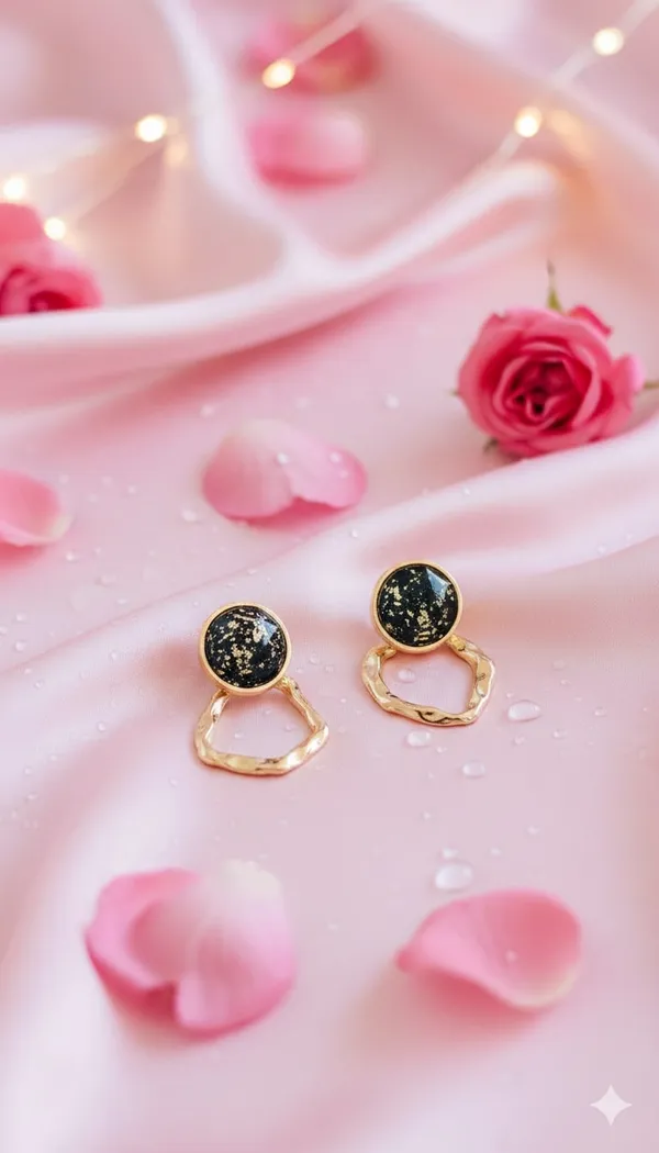 Gold_Tone_Abstract_Stone_Hoop_Stud_Earrings