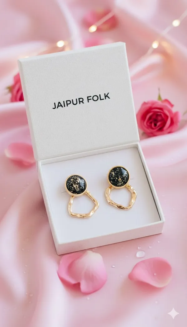 Gold_Tone_Abstract_Stone_Hoop_Stud_Earrings