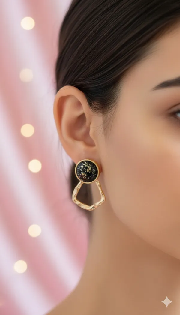 Gold_Tone_Abstract_Stone_Hoop_Stud_Earrings