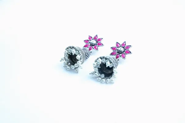 Pink_Silver_Oxidized_Earring