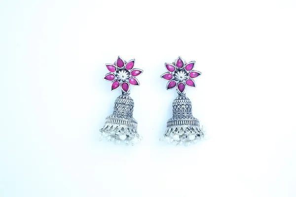 Pink_Silver_Oxidized_Earring