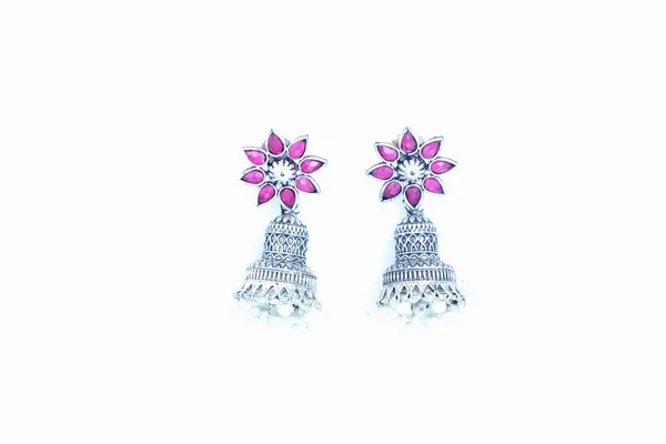 Pink_Silver_Oxidized_Earring