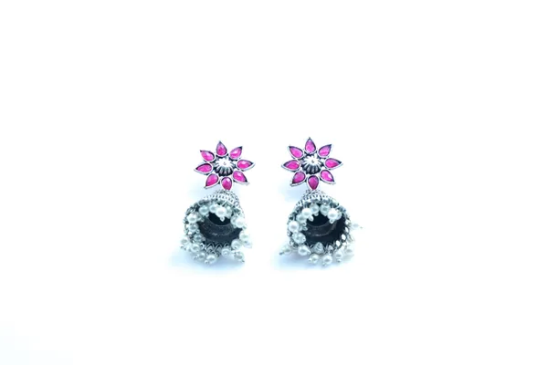 Pink_Silver_Oxidized_Earring