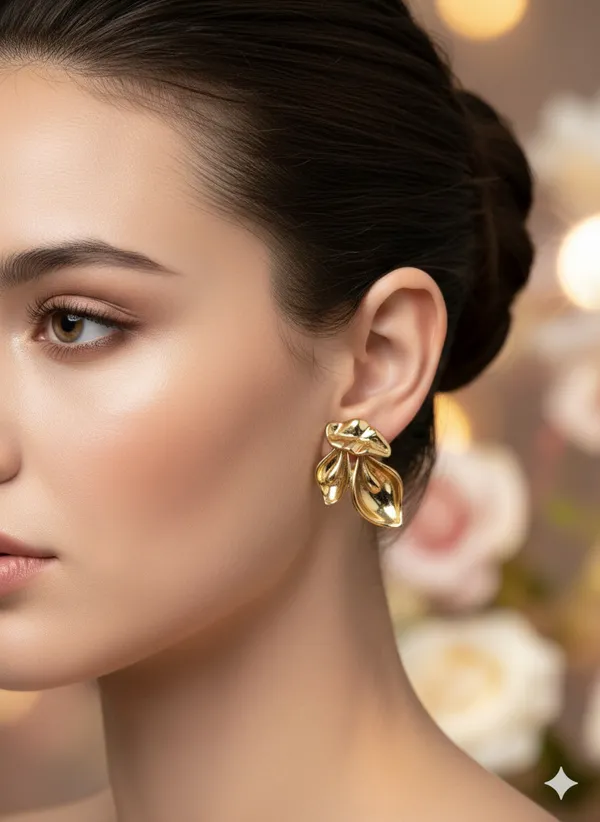 Gold_Tone_Sculpted_Leaf_Drop_Stud_Earrings