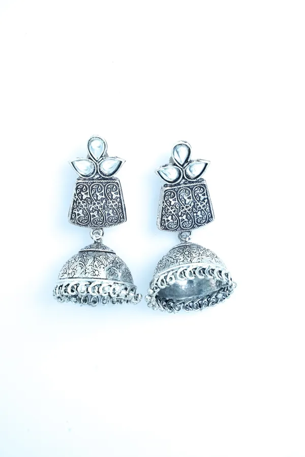 Silver_Oxidized_Jhumki_Earring