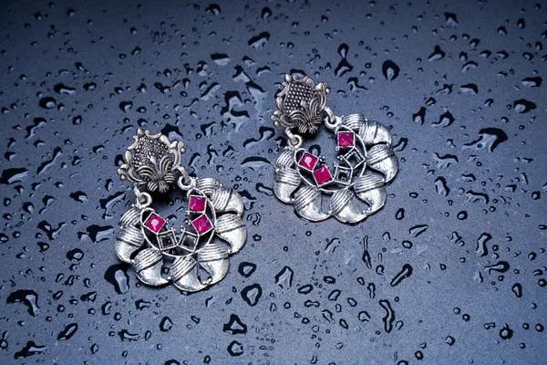 Pink_Silver_Oxidized_Earring