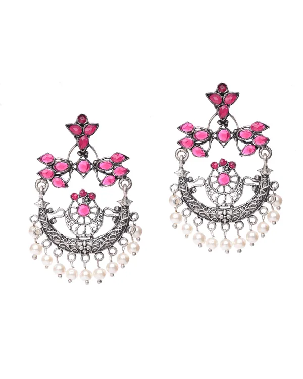 Oxidized_Silver-Toned_Floral_Chandbali_Drop_Earrings_with_Ruby_Stones_and_Pearls