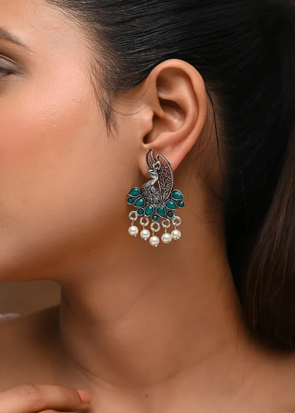 Oxidized_Silver-Toned_Filigree_Teardrop_Drop_Earrings_with_Ruby_Red_Stone