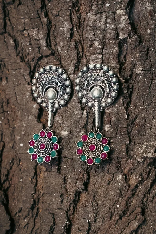 Silver_Oxidised_Jhumki_Earring