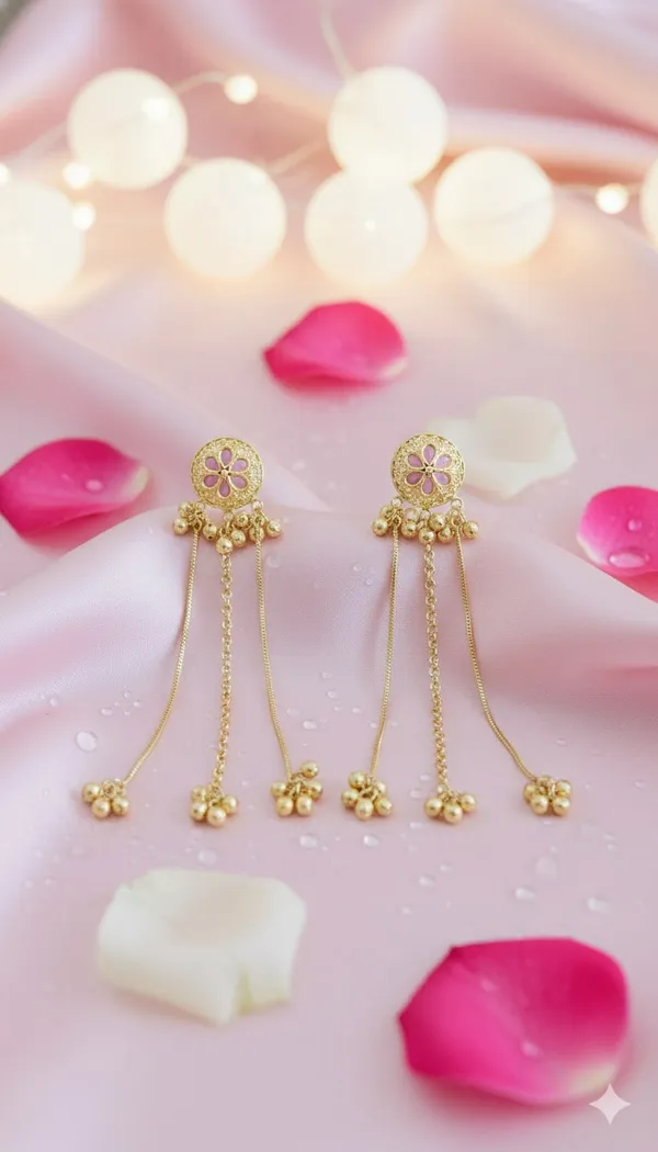 Antique_Gold_Floral_Chain_Drop_Earrings