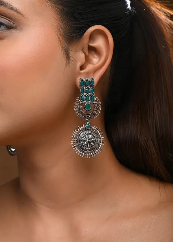 Grand_Oxidized_Silver-Toned_Kundan-Style_Drop_Earrings_with_Emerald_Green_Stones