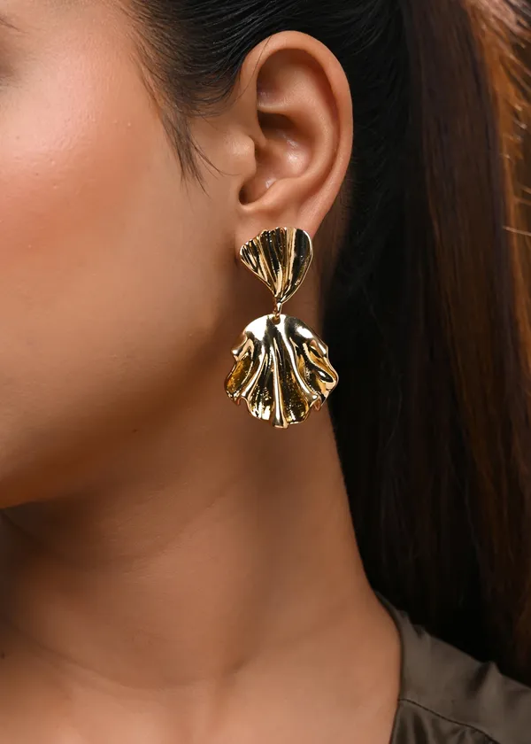 Gold-Toned_Sculptural_Shell_or_Petal_Drop_Earrings