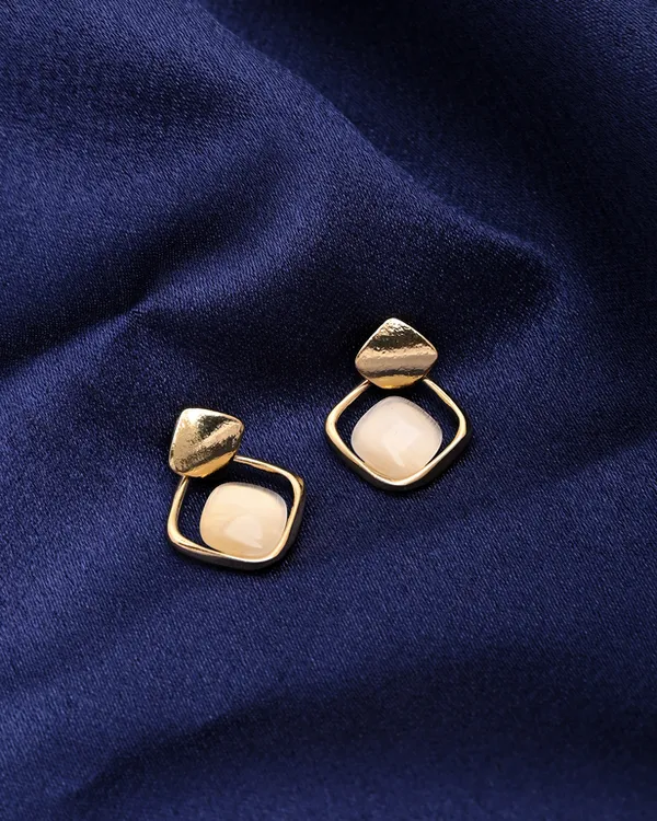 Gold-Toned_Geometric_Drop_Earrings_with_White_Resin_Stone