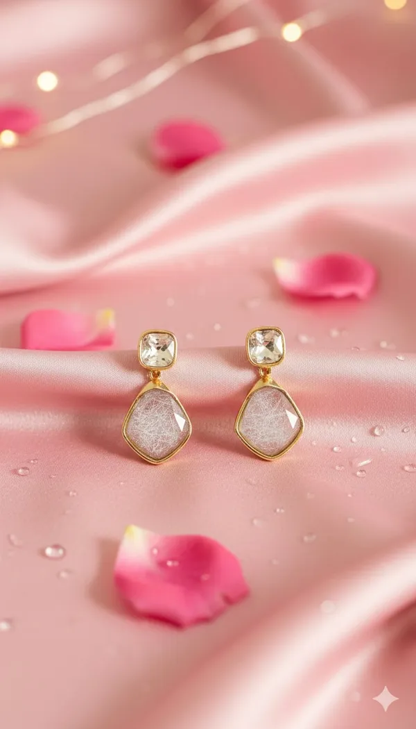 Gold_Tone_Crystal_&_Textured_Stone_Drop_Earrings