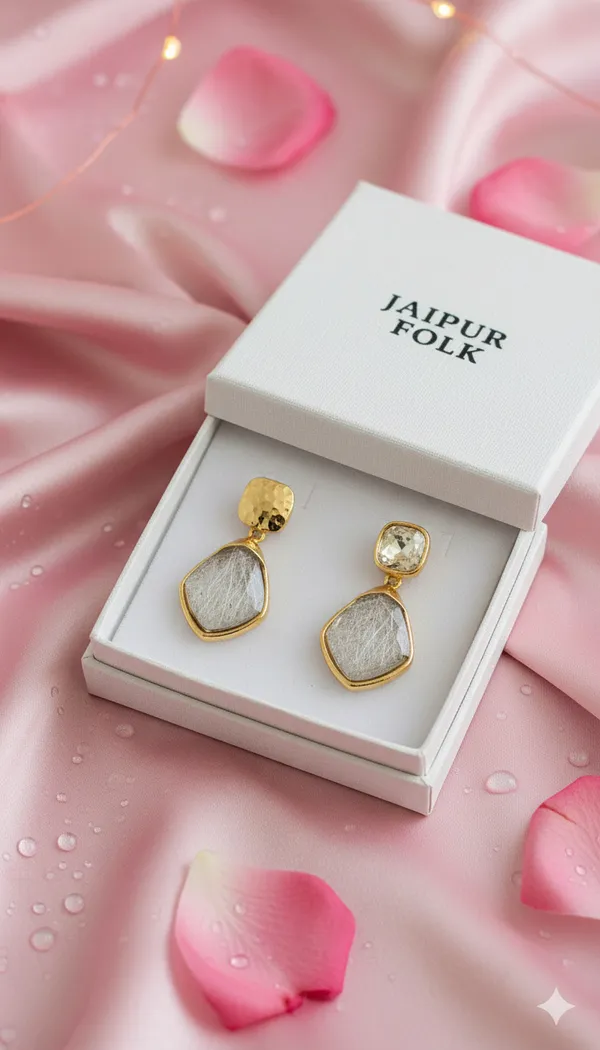Gold_Tone_Crystal_&_Textured_Stone_Drop_Earrings