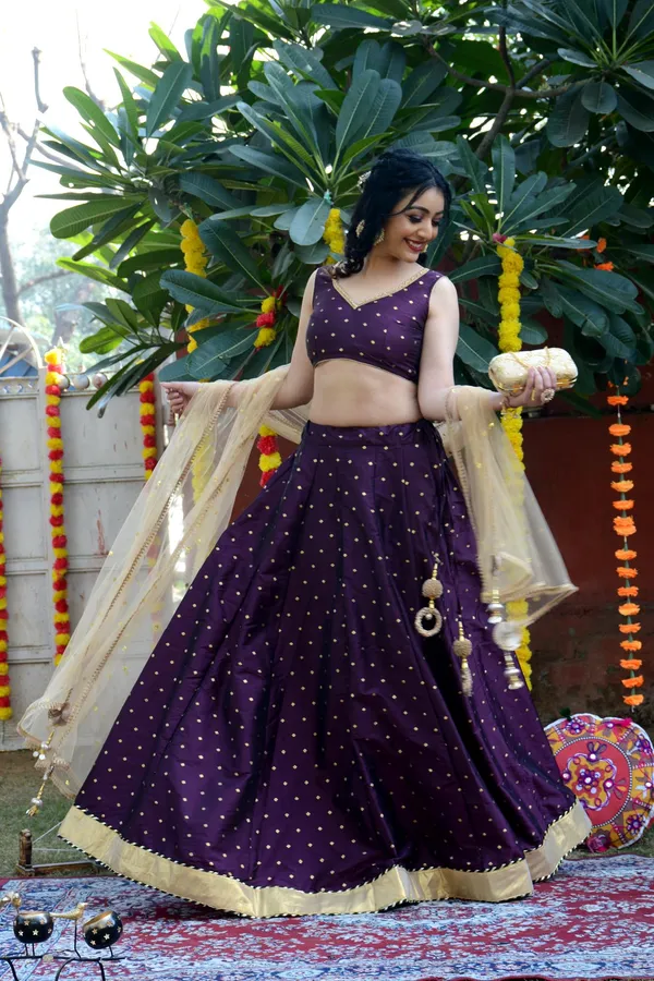 Wine_Silk_Lehenga_with_Net_Dupatta_and_Unstitched_Blouse