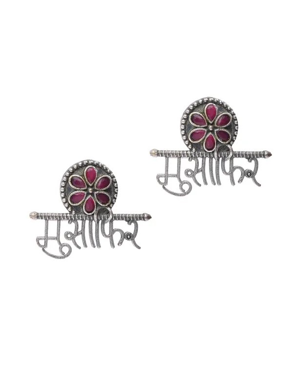 Oxidized_Silver-Toned_"Musafir"_(Traveler)_Statement_Stud_Earrings_with_Ruby_Stones