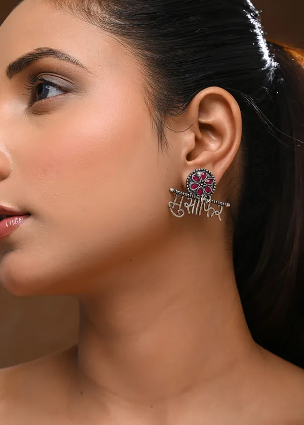 Oxidized_Silver-Toned_"Musafir"_(Traveler)_Statement_Stud_Earrings_with_Ruby_Stones