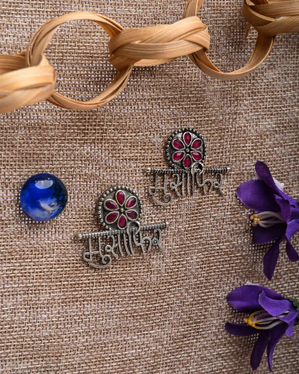 Oxidized_Silver-Toned_"Musafir"_(Traveler)_Statement_Stud_Earrings_with_Ruby_Stones