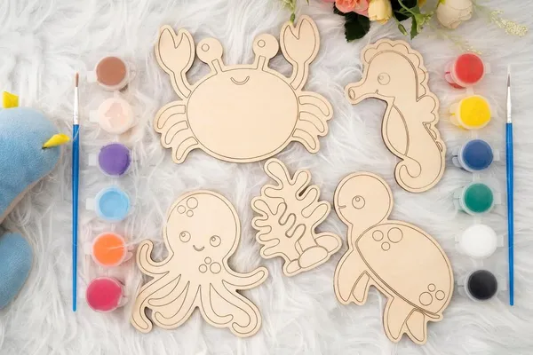 Diy_Mdf_Sea_Animals_Coloring_Kit