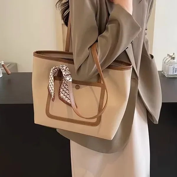 Cream_Tote_Bag_for_Women_|_Trendy_PU_Leather_with_Ribbon_&_Spacious_Compartments