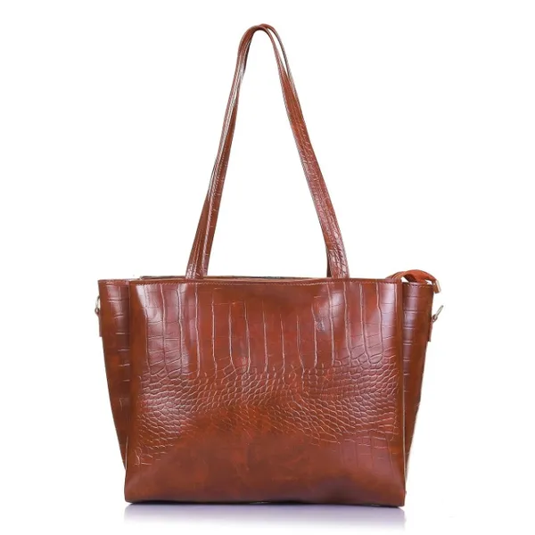 Tan_Croco_Pattern_Shoulder_Bag_For_Women_With_3_Big_Compartment