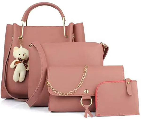Pink_Handbag_Set_for_Women_|_Combo_PU_Leather_Shoulder_Bags_(Set_of_4)
