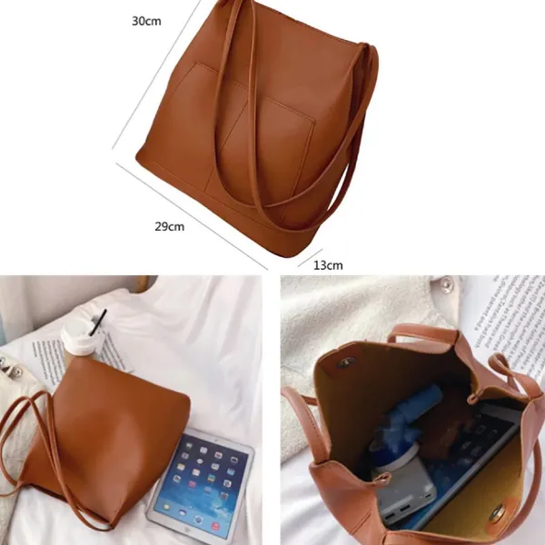 Tan_Women_Tote_Bag_Faux_Leather_Handbags_Casual_Ladies_Shoulder_Bags_For_Shopping._With_1_Compartment_And_Front_Pocket