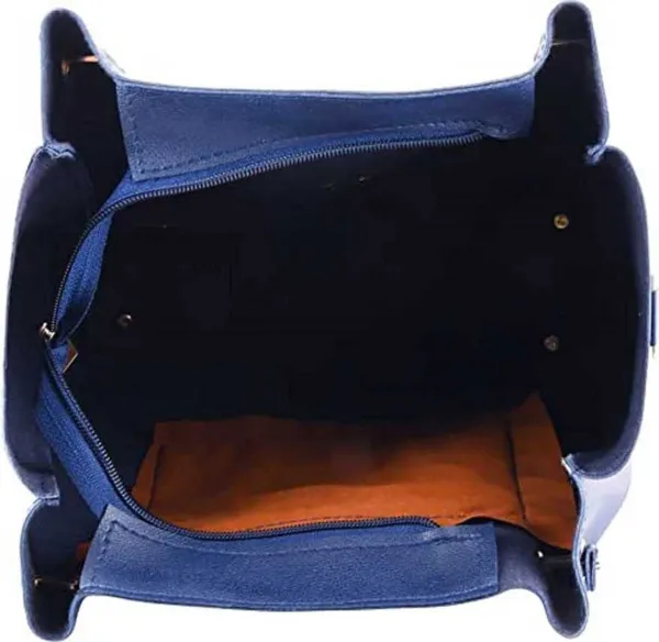 Blue_Shoulder_Pu-Leather_Handbags_For_Women'S._Combo_Set_Of_3_With_1_Compartment_And_1_Back_Zipper_Pocket