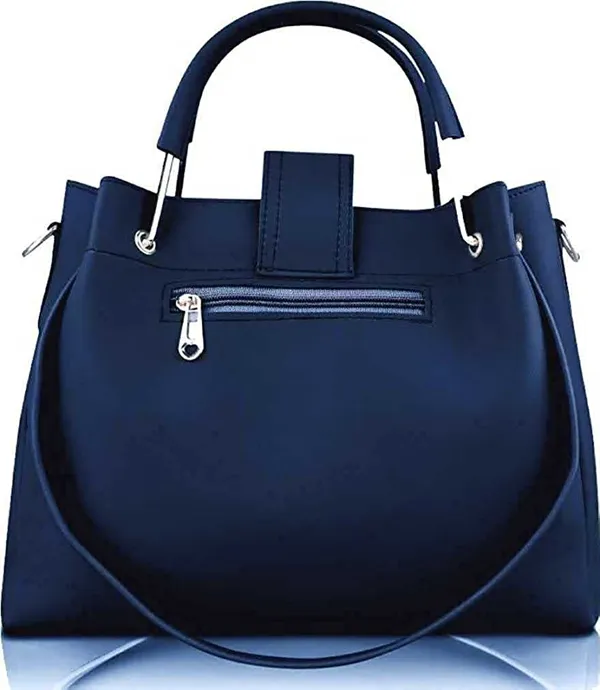 Blue_Shoulder_Pu-Leather_Handbags_For_Women'S._Combo_Set_Of_3_With_1_Compartment_And_1_Back_Zipper_Pocket
