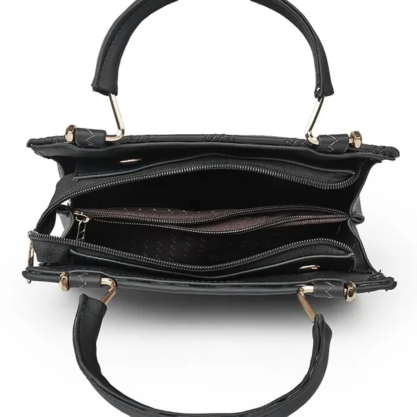 Black_Trendy_Sling_Bag_By_Vinsage__Adjustable_Strap,_Dual_Handles__Two_Compartments