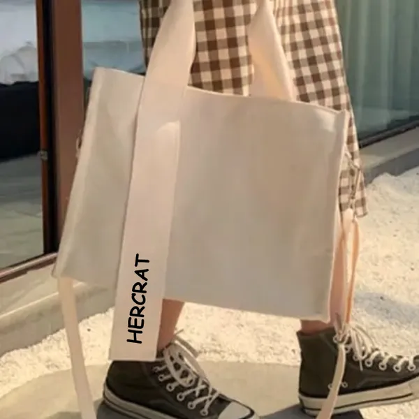 White_Korean_Canvas_Tote_Bag_-_Large-Capacity_Handbag_With_Big_Compartment,_2_Inner_Pockets__Dual_Handles