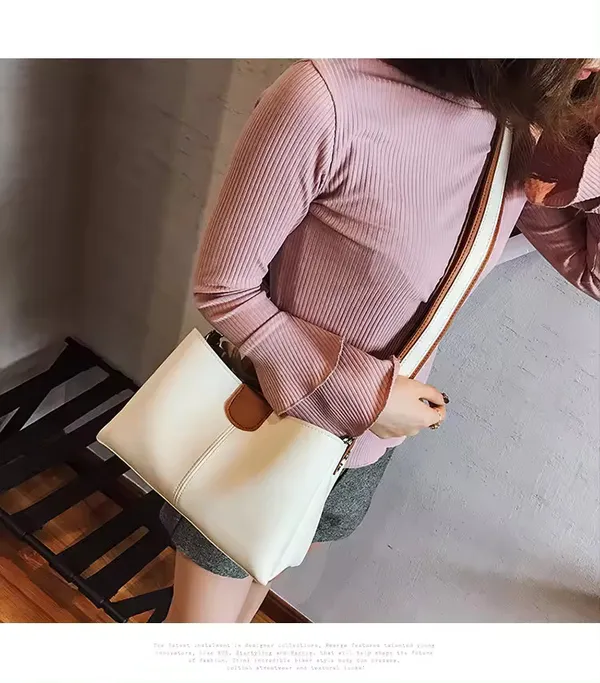 White_Designer_Ladies'_Pu-Leather_Shoulder_And_Crossbody_Bags__Large_Capacity_Travel_Bucket_Handbags