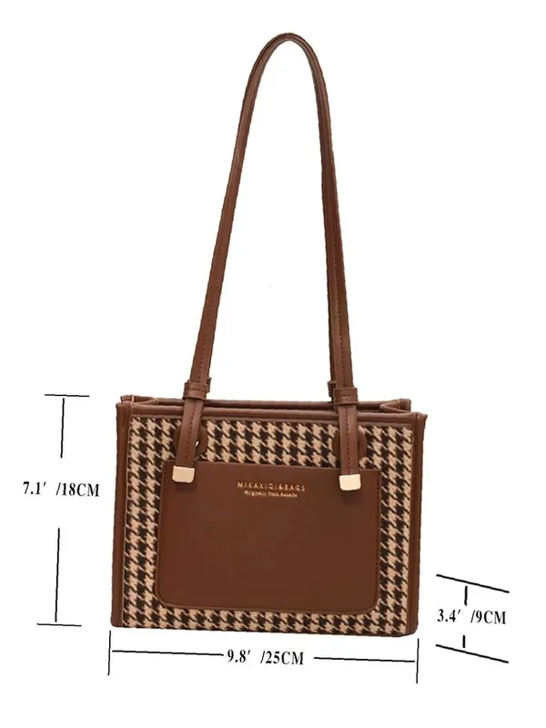Tan_Large-Capacity_Houndstooth_Bag_New_Fashion._One-Shoulder_Underarm_Handbag