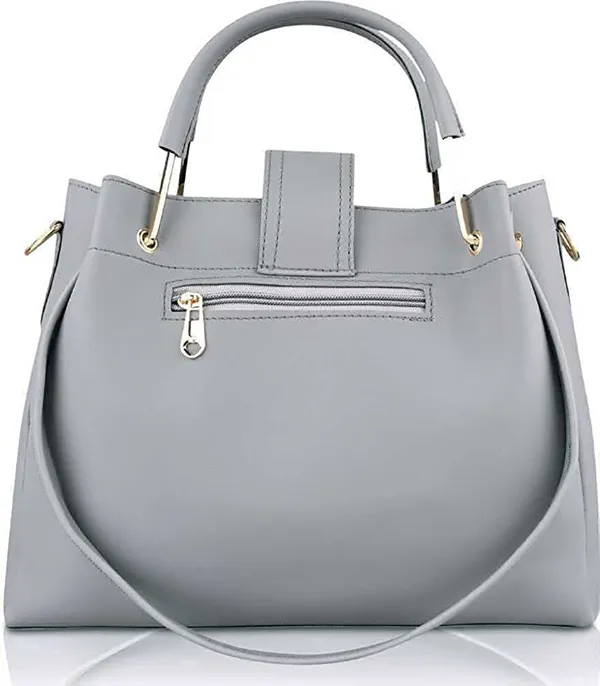 Grey_Shoulder_Pu-Leather_Handbags_For_Women'S._Combo_Set_Of_3_With_1_Compartment_And_1_Back_Zipper_Pocket