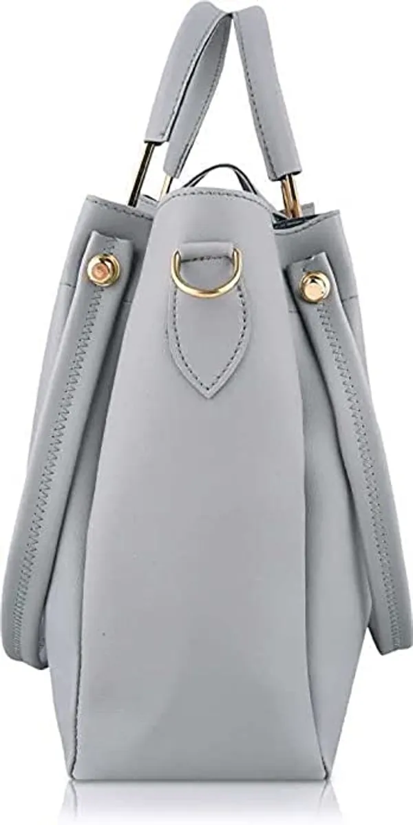 Grey_Shoulder_Pu-Leather_Handbags_For_Women'S._Combo_Set_Of_3_With_1_Compartment_And_1_Back_Zipper_Pocket