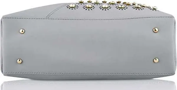 Grey_Shoulder_Pu-Leather_Handbags_For_Women'S._Combo_Set_Of_3_With_1_Compartment_And_1_Back_Zipper_Pocket