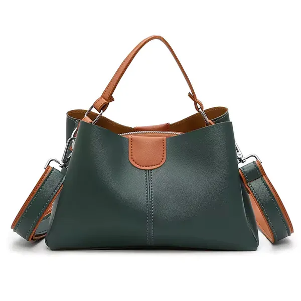 Green_Designer_Ladies'_Pu-Leather_Shoulder_And_Crossbody_Bags__Large_Capacity_Travel_Bucket_Handbags