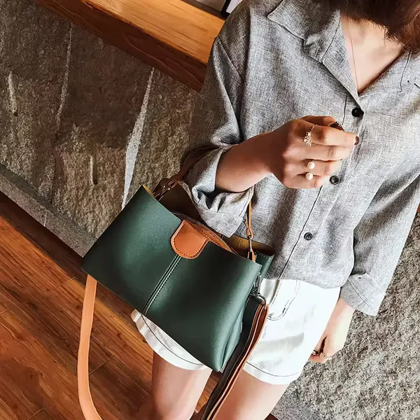 Green_Designer_Ladies'_Pu-Leather_Shoulder_And_Crossbody_Bags__Large_Capacity_Travel_Bucket_Handbags