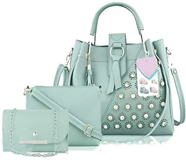 Pista_Shoulder_Pu-Leather_Handbags_For_Women'S._Combo_Set_Of_3_With_1_Compartment_And_1_Back_Zipper_Pocket