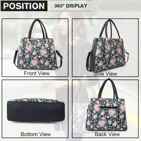 Black_Women_Printed_Flower_Fancy_Handbag_With_3_Compartment,_2_Pocket_And_2_Double_Handle