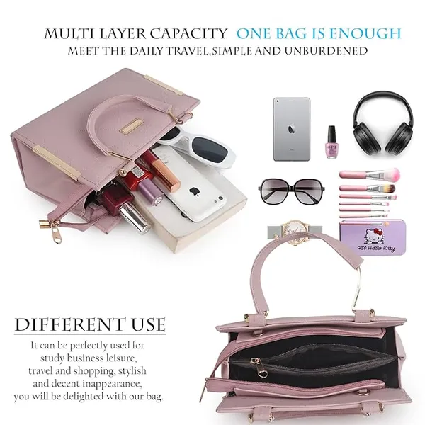Pink_Trendy_Sling_Bag_By_Vinsage__Adjustable_Strap,_Dual_Handles__Two_Compartments