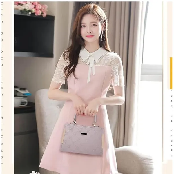 Pink_Trendy_Sling_Bag_By_Vinsage__Adjustable_Strap,_Dual_Handles__Two_Compartments
