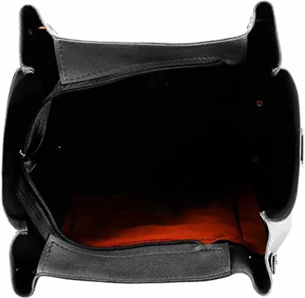 Black_Shoulder_Pu-Leather_Handbags_For_Women'S._Combo_Set_Of_3_With_1_Compartment_And_1_Back_Zipper_Pocket